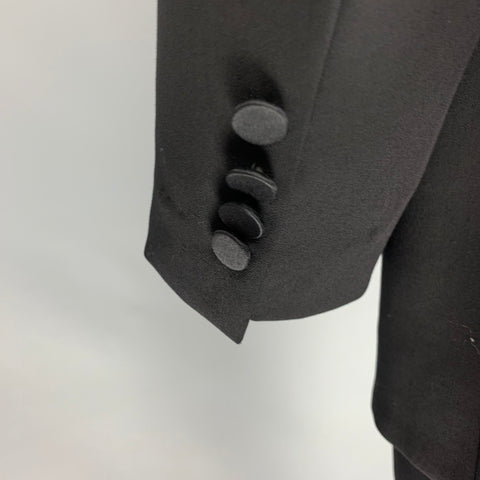 ARMANI COLLEZIONI Size 42 Black Wool Notch Lapel Single Button Tuxedo