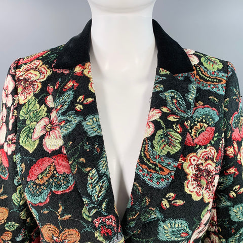 ANNE FONTAINE Size 4 Saskia Black Multi-Color Jacquard Jacket  Blazer