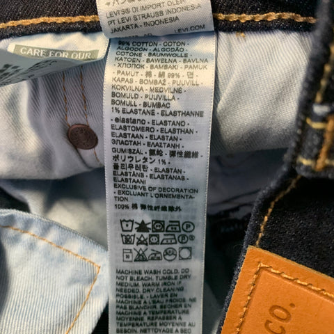 LEVI STRAUSS Size 32 Indigo Contrast Stitch Denim Straight Jeans