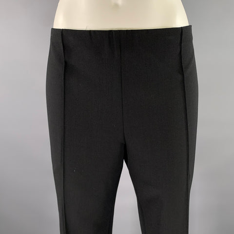 THE ROW Size 12 Black Wool Elastane Pintuck Side Zipper Pants