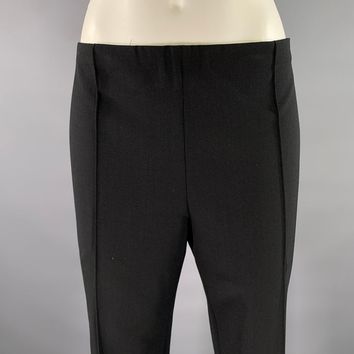 THE ROW Size 12 Black Wool Elastane Pintuck Side Zipper Pants