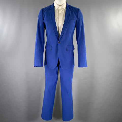 COMME des GARCONS HOMME PLUS Size M Blue Linen Blend Notch Lapel Suit