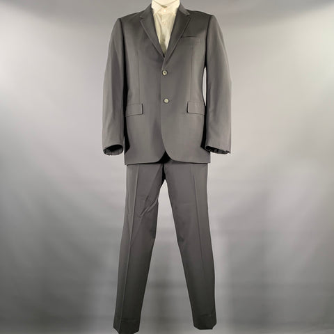 JIL SANDER Chest Size 42 Black Heather Wool Button Fly 38 34 Suit
