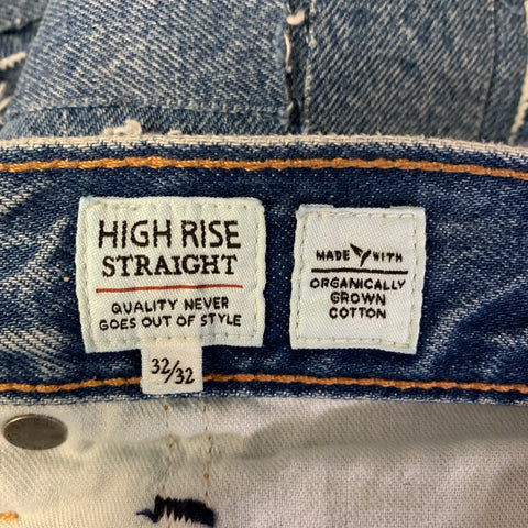 LEVI'S Size 32 Blue Organic Cotton Patchwork Jeans