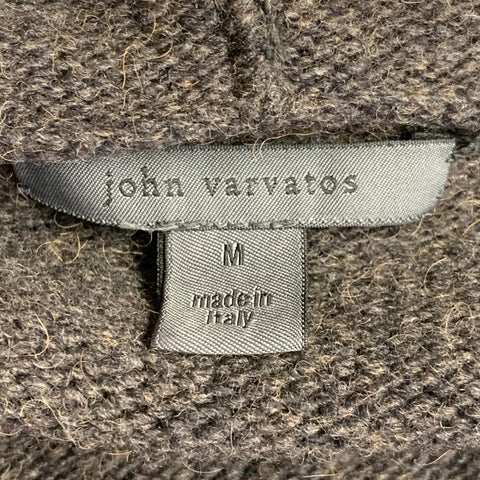 JOHN VARVATOS Size M Brown Heather Wool Camel Hooded Zip Up Sweater