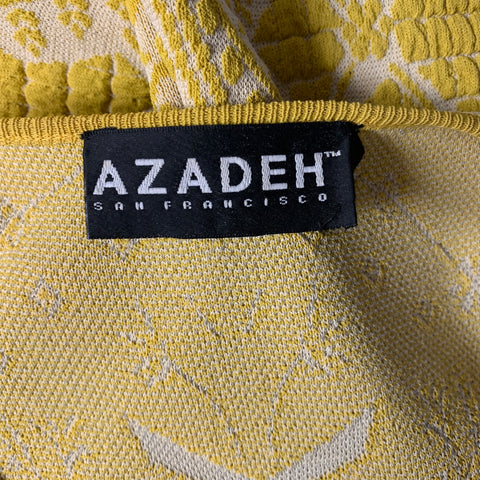 AZADEH Size L Yellow Viscose Blend Geometric Knee Length Dress