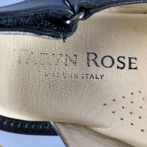 TARYN ROSE Size 8 Black Leather Hook Loop Closure Sandals