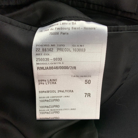 LANVIN Taille 40 Manteau de Sport de Smoking à Revers Châle en Laine/Lycra Noir