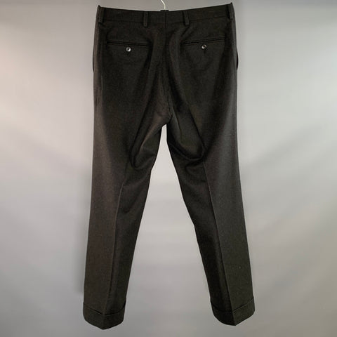 RALPH LAUREN Size 32 Grey Gunmetal Wool Cuffed Dress Pants