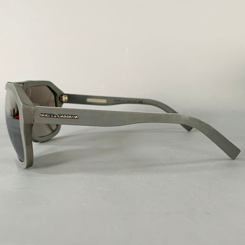 DOLCE & GABBANA Grey Charcoal Rubber Mirrored Lenses Aviator Sunglasses