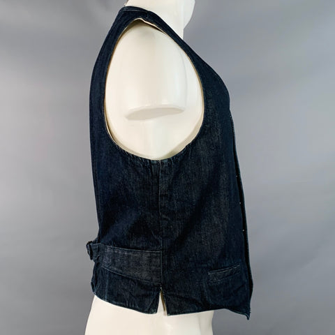 MARC JACOBS WRANGLER Size L Indigo Cotton Denim Button Up Vest