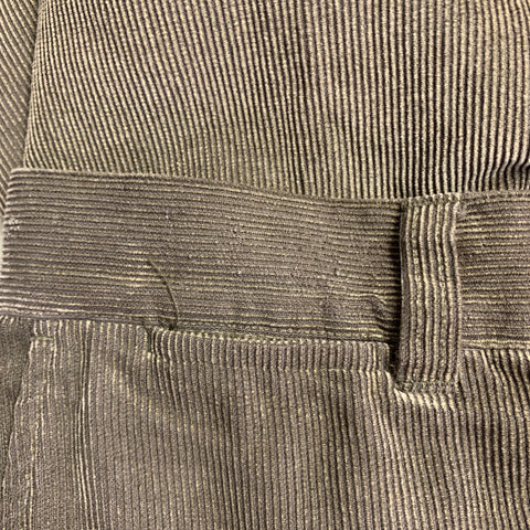 ZEGNA SPORT Pantalon habillé en velours côtelé marron, taille 31, braguette zippée, coton