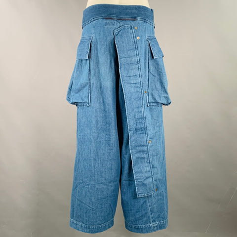 KAPITAL Size M Indigo Wash Cotton Drawstring Waistband Casual Pants