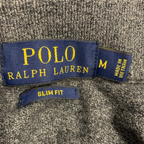 POLO by RALPH LAUREN Size M Grey Charcoal Heather Cotton Half Placket Polo