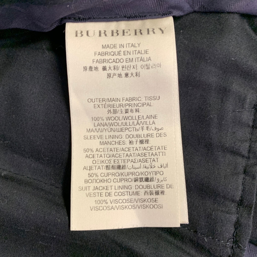 BURBERRY LONDON Size 38 Navy Wool Notch Lapel Flat Front Suit
