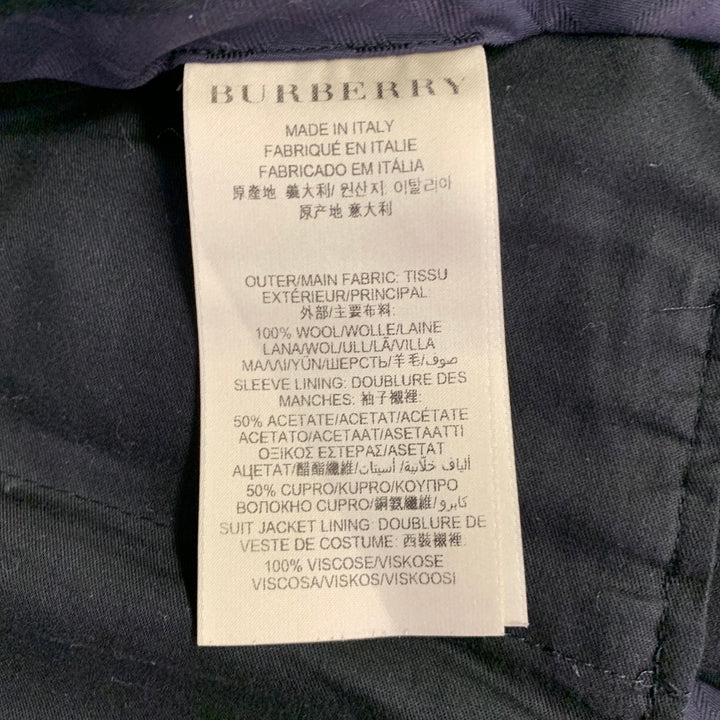 BURBERRY LONDON Size 38 Navy Wool Notch Lapel Flat Front Suit