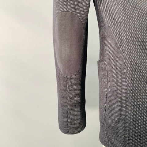 ARMANI COLLEZIONI Size 40 Black Navy Textured Wool Blend Sport Coat