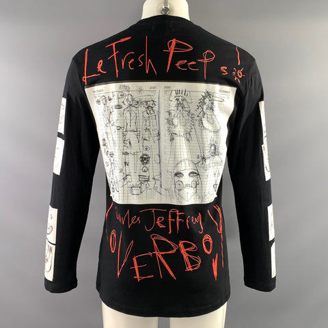 CHARLES JEFFREY LOVERBOY AW2020 Size S Black White Graphic Cotton Crew Neck Pullover