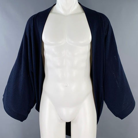 YANTOR One Size Navy Red Knit Acrylic Cotton Open Front Cardigan