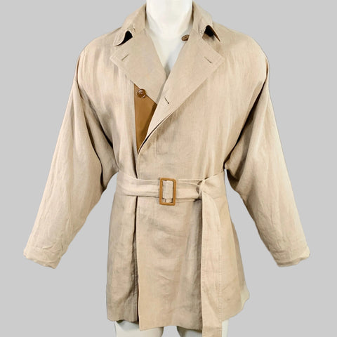 DIOR HOMME SS12 Size 34 Beige Linen Hidden Buttons Trenchcoat