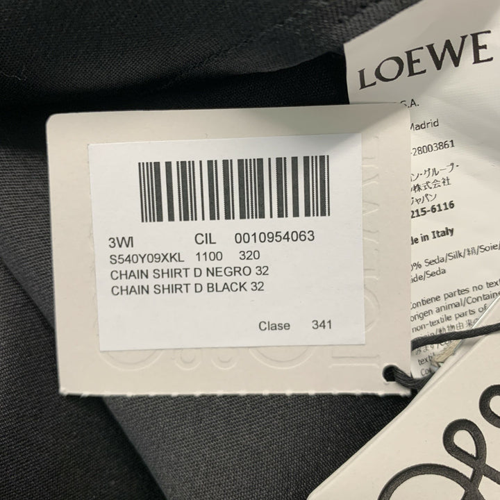 LOEWE Size 0 Black Gold Silk Chain Shirt  Dress
