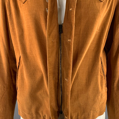 ADAM KIMMEL Size L Brown Cognac Cotton Button Up Long Sleeve Shirt