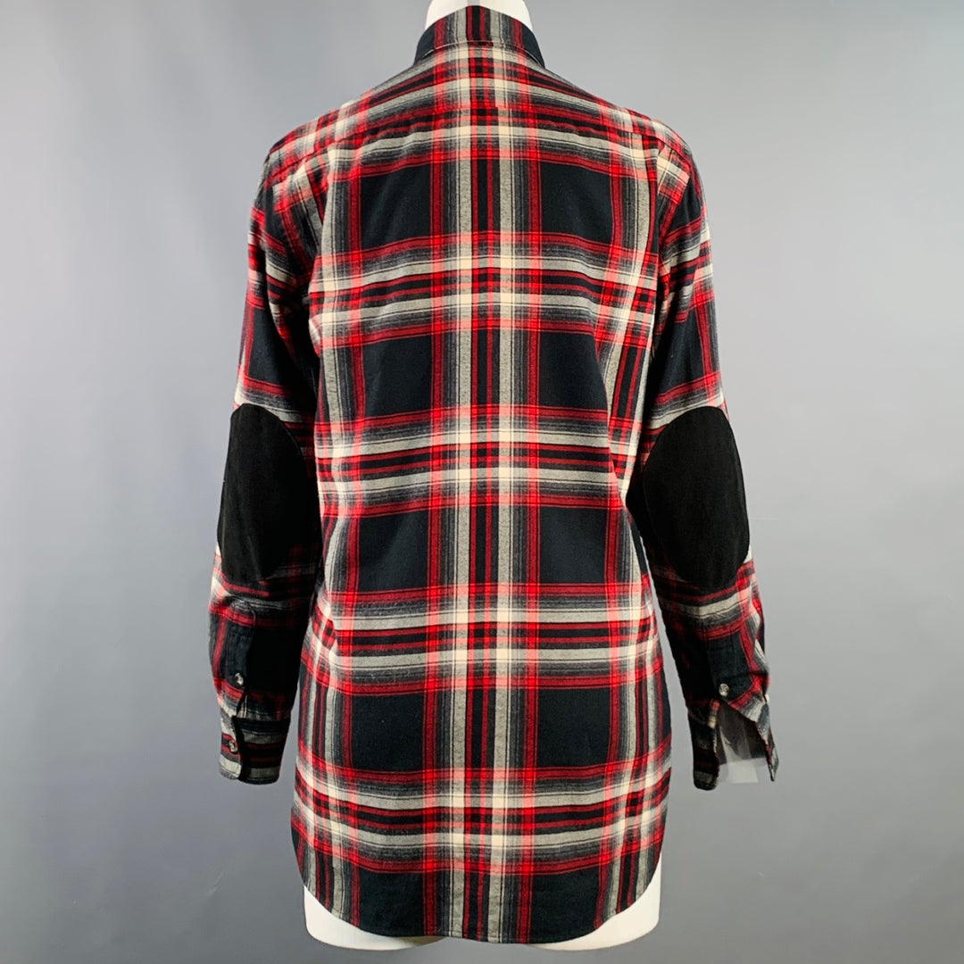 RALPH LAUREN Size XS Black Red White Cotton Plaid One Pocket Shirt