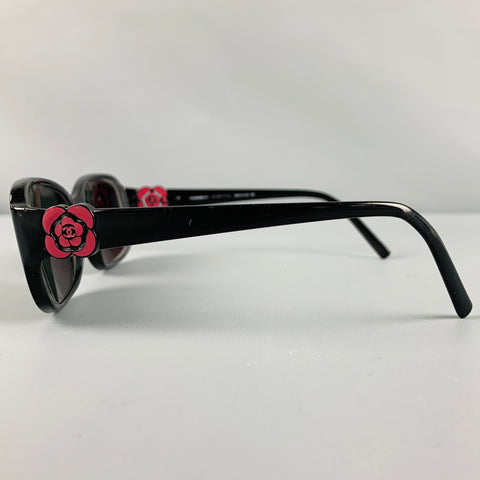 CHANEL Black Red Camellia Sunglasses Frames