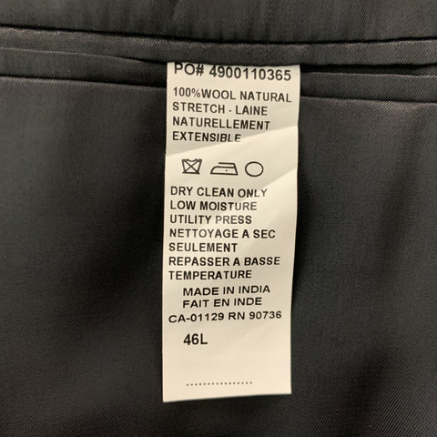 CALVIN KLEIN Size 46 Long Black Solid Wool Tuxedo Sport Coat