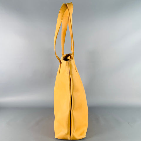 UNOETH Mustard Yellow Leather Tote Bag