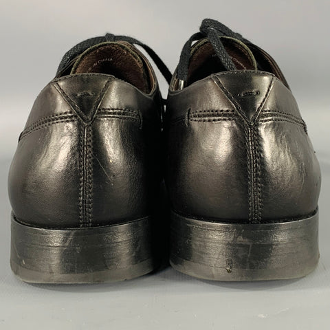 JOHN VARVATOS Size 9.5 Black Leather Derby Lace-Up Shoes