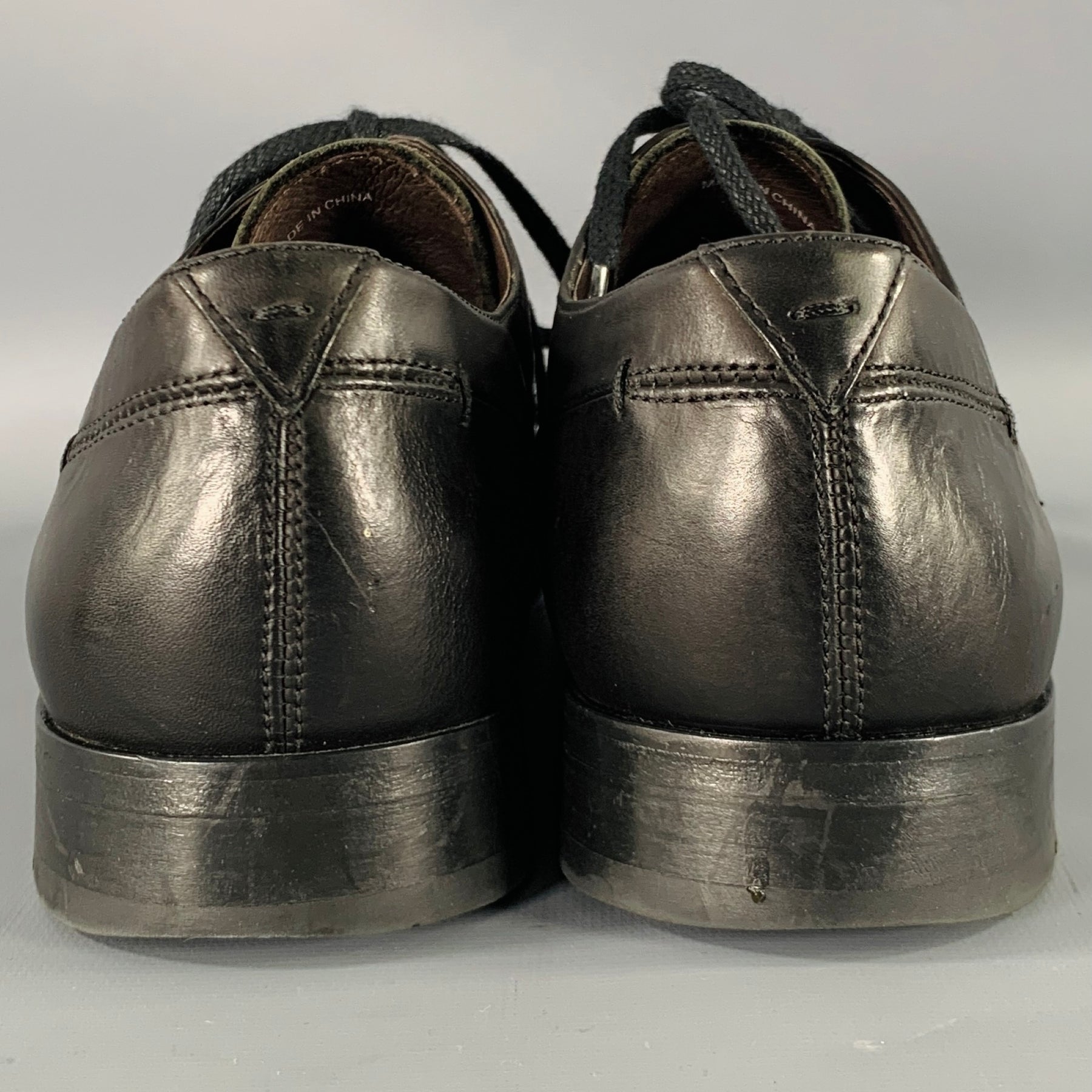 JOHN VARVATOS Size 9.5 Black Leather Derby Lace-Up Shoes  display picture 1