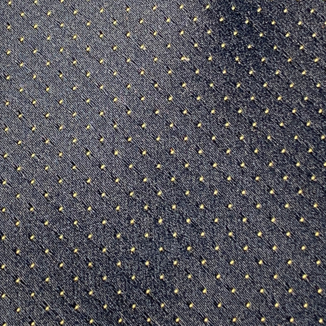 GUCCI Vintage Navy Yellow Dots Silk Skinny Tie