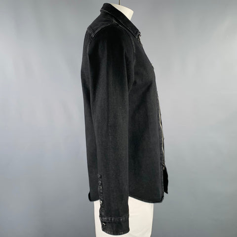 JOHN VARVATOS Size L Black Cotton Blend Long Sleeve Shirt