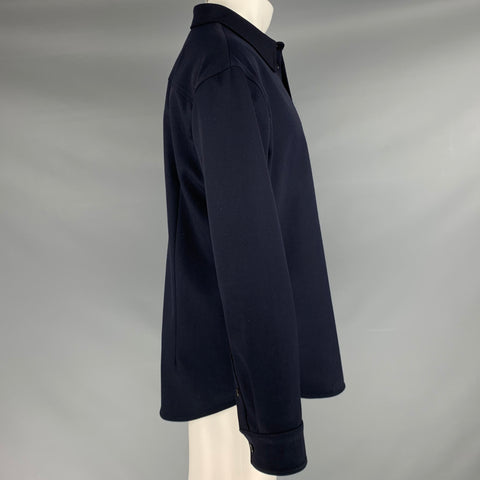 BOTTEGA VENETA Size M Navy Polyamide Button Up Long Sleeve Shirt