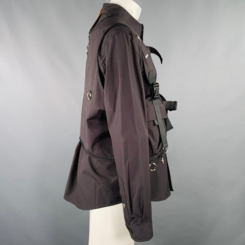 PRIVATE POLICY Size M Black Cotton Patch Pockets Cargo Vest Long Sleeve Shirt