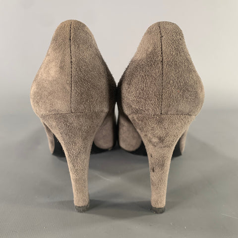 PRADA Size 9.5 Grey Suede Solid Pointed Toe Pumps