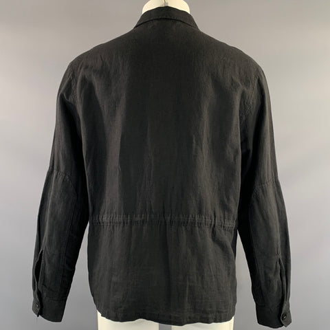 OUR LEGACY Size M Black Linen Cotton & Silk Button Up Long Sleeve Shirt