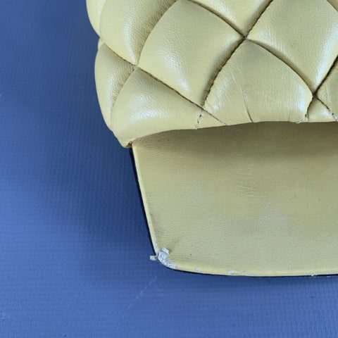 BOTTEGA VENETA Size 7 Yellow Leather Quilted Slide Sandals