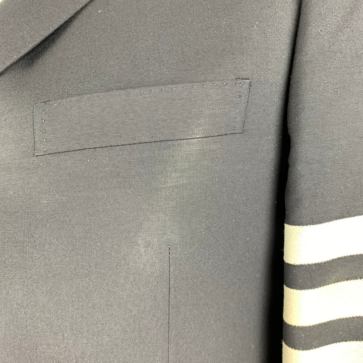 THOM BROWNE Size 42 Navy Stripe Wool Notch Lapel Sport Coat