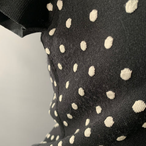 ESCADA Taille M Noir Blanc Mélange Viscose Pois Ensemble 2 pièces Cardigan