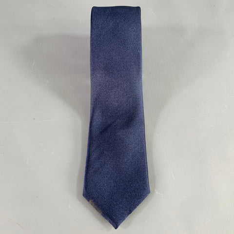 DANIELE ALESSANDRINI Navy Satin Silk Tie