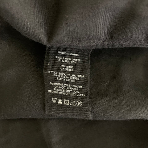 THEORY Size M Black Solid Linen Cotton Wool Pointed Collar Long Sleeve Shirt