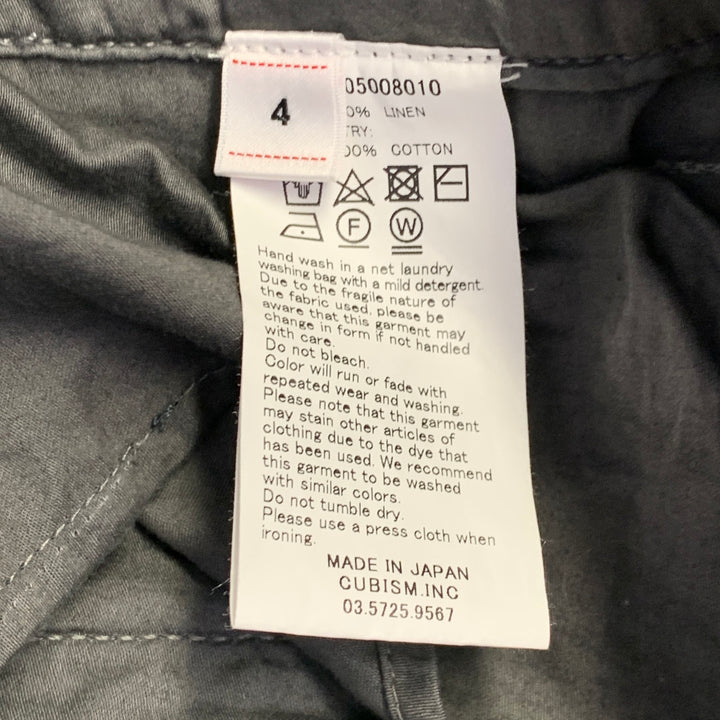 VISVIM Size L Hakama Grey Distressed Linen Pleated Belted Dress Pants
