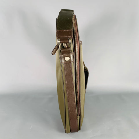 BURBERRY Brown Olive Nylon Leather Crossbody Bag