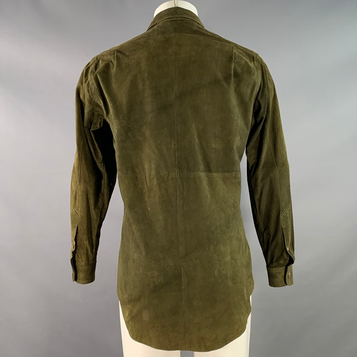 POLO by RALPH LAUREN Size M Green Suede Two Pockets Long Sleeve Shirt