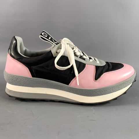 GIVENCHY Size 10 Pink Black Mixed Fabrics Low Top Lace Up Shoes