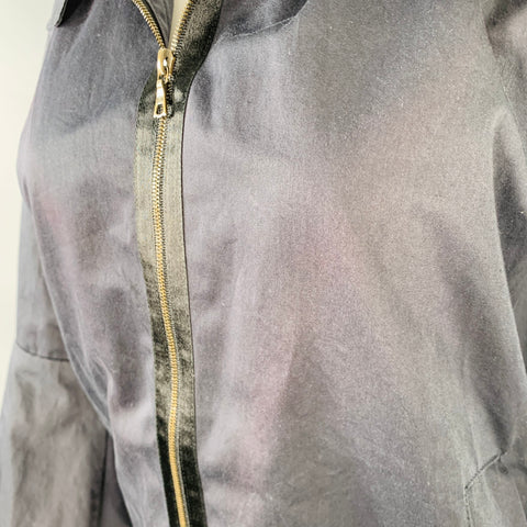 MARNI Size 2 Black Cotton Bishop Sleeve Zip Up Hooded Jacket