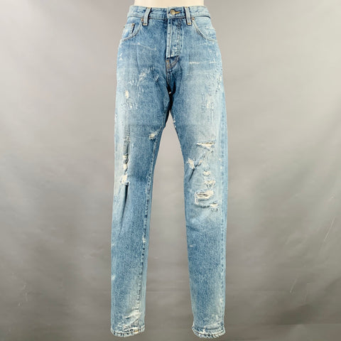 PRPS Size 28 El Camino Blue Cotton Distressed Tapered Jeans