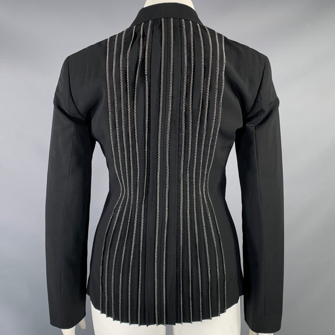 ISSEY MIYAKE Size L Black White Wool Blend Pleated Blazer